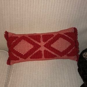 Red throw pillow